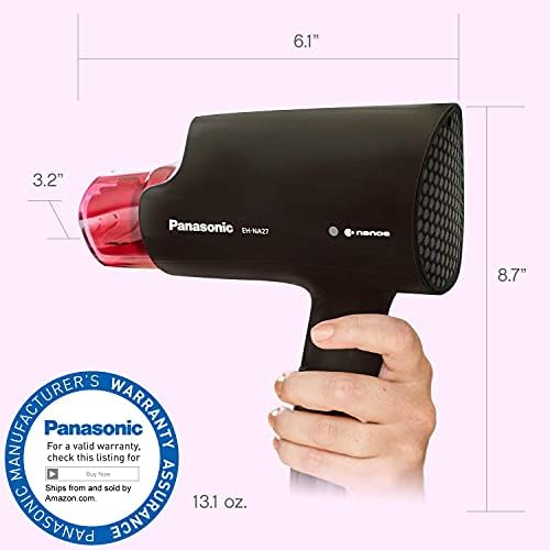 Panasonic nanoe Compact Hair Dryer for Healthy-Looking Hair, 1400W Portable, Folding Handling and Quickdry Nozzle for Fast Drying – EH-NA27-K (Black/Pink) - Image 7