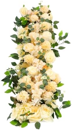 Artificial Flowers, 100cm Artificial Flowers Row, Artificial Flower Row for Home Decor, Wedding Centerpiece, Realistic Fake Flowers (Champagne Color) - Image 6