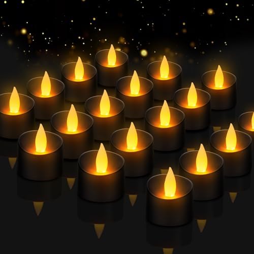 Black Ambience Kit - 24 Pack Premium LED Tea Lights for Modern Home Decor, Memorial Services & Dark Themed Parties (Black Base, 24 Pack) by Unknown
