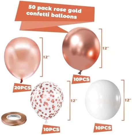 Rose Gold Confetti Balloons 50 Pcs 12 Inch - Image 4