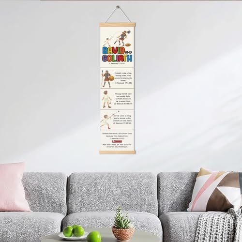 David and Goliath Banner, Church Banner, Christian Rustic Hanging Door Flag, Farmhouse Decorations Outdoor Indoor, Church Activity Decor, Bible Lesson, Scripture and Words Decorations - Image 6