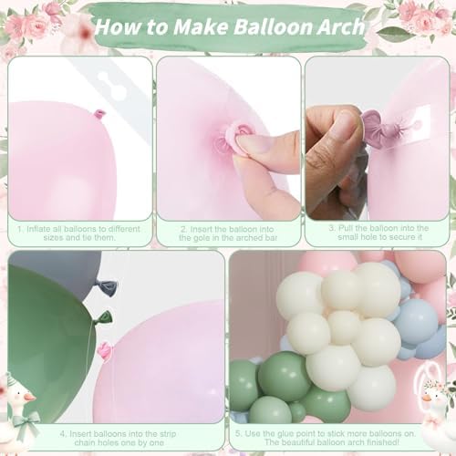 Pink Blue Green Balloon Arch Garland Kit for Wildflower Baby Shower Decor - Image 6