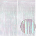 8 Pack White Party Streamers Backdrop Curtains, 3.3x8.2ft Holographic Tinsel Foil Curtain Photo Booth Props for Birthday, Wedding, Holiday Celebration, Bachelorette, Theme Decorations by JustShimmer