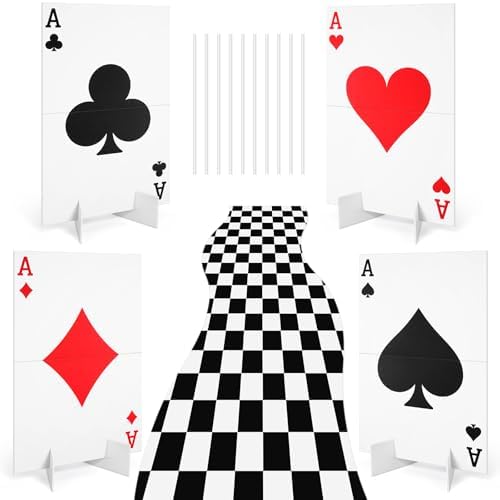 Reallnaive 4 Sets Casino Party Decor Ace Poker Yard Sign and Runway Carpet by Reallnaive
