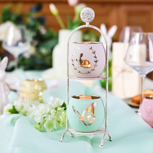 SHMILMH Easter Table Decorations 6PCS Glass Votive Tealight Candle Holders, Indoor Centerpiece Decorations, Women Adult Easter Gifts - Image 7