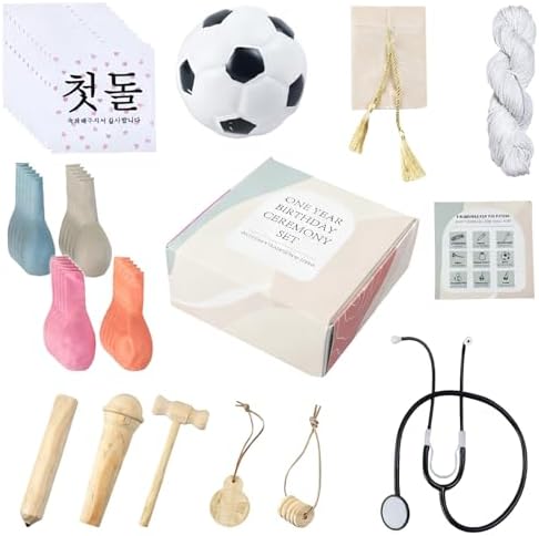 Korean Doljabi First Birthday Kit – Doljabi Set 돌잡이 Zhuazhou,Traditional Doljanchi Ceremony Set with Fortune Items for 1-Year-Old Celebration by Unknown