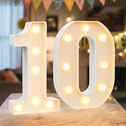 8.86 Inch Marquee Light Up Numbers 10 for Party Decorations by NANXU