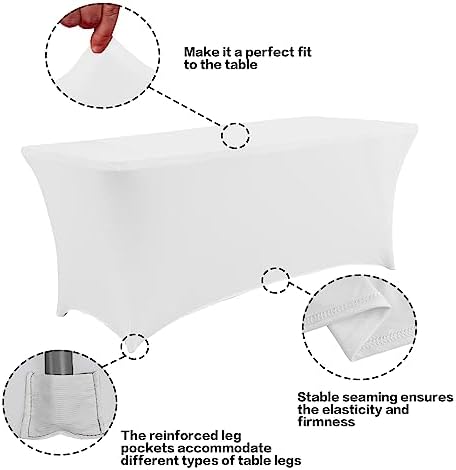 IVAPUPU 8FT Spring Table Cloth for Rectangular Spandex White Table Cover - Image 2