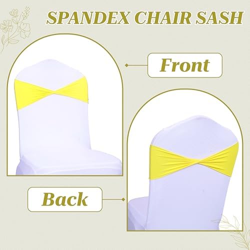 MDS Pack of 75 Spandex Chair Sashes Without Slider Buckles – Yellow - Image 4