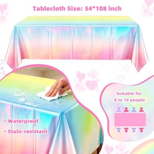 Iridescent Pastel Holographic Party Supplies, Serve 24 - Image 2