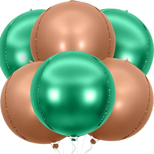 KatchOn Green and Brown Foil Balloons 22 Inch, Pack of 6 by KatchOn