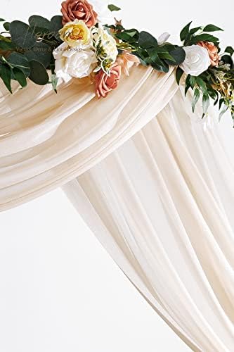 Floroom Wedding Arch Draping Fabric 2 Panels 20Ft Nude Chiffon Fabric Drapes Arbor Drapery Wedding Ceremony Reception Swag Decorations - Image 5