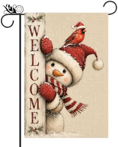 Christmas Snowman Welcome Cardinal Garden Flag Double-Sided Lawn Decor by Unknown