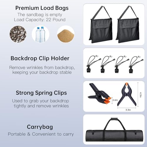 BEIYANG 8.5 x 10 FT Photo Backdrop Stand Kit, Adjustable Background Holder Support System Kit with Carrying Bag, for Photography Video Stutio, Parties Decoration, Advertising Display - Image 6