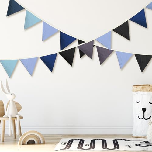 Oudain 2 Pcs Pennant Banner Flags Nursery Garland Triangle, Blue Color - Image 3