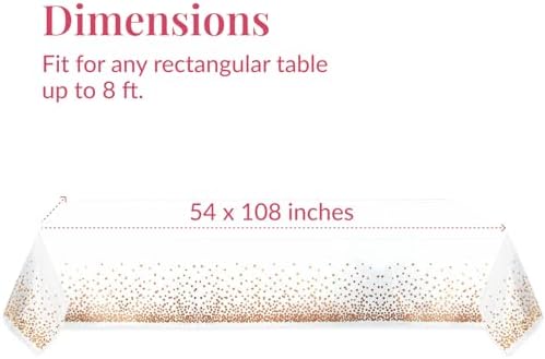 Prestee Rose Gold Plastic Table Cloth Disposable, 4 Pack - 54x108 Inch Rectangle Tablecloths for Wedding and Party - Heavy-Duty, Waterproof Table Covers - Pink and Gold, for Birthday or Fine Dining - Image 3