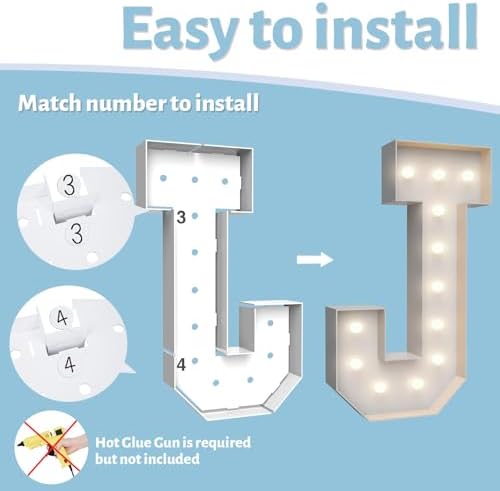 4FT Light Up Marquee Letter J- Large Foam Board Mosaic Kit - Image 4