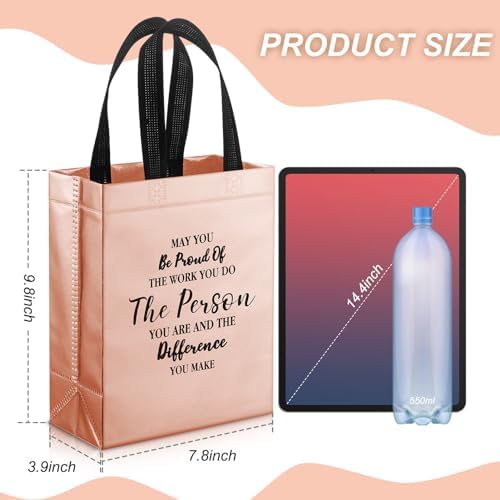 36 Pcs Thank You Reusable Gift Bags Employee Appreciation Gift Bags May You Be Proud Team for Employee Teacher Student Coworker Secretary Assistant Gifts(Rose Gold,10x8x4Inch) - Image 3