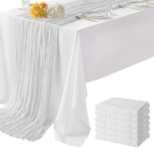 6 Pack White Cheesecloth Table Runner 35"×120" Gauze Fabric Table Runner by WeavingComfortHome