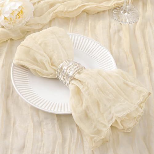 DeZerlor Beige Washable Cheesecloth Napkins Set of 12 for Wedding Party by DeZerlor