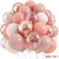 Dusty Pink Balloon Set, 60Pcs 12 Inch Retro Blush Pink White Sand Nude Latex Balloon with Metallic Confetti Rose Pink Helium Balloon for Girls Women Birthday Party Baby Shower Boho Decoration Supplies by HILAVO