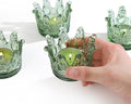 Vixdonos Votive Candle Holders Set of 6 Crown Glass Tealight Candle Holder for Wedding, Party and Home Decor(Green) by Vixdonos