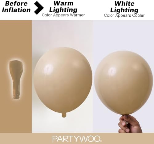 PartyWoo Cream Balloons 50pcs Beige Ivory Nude Neutral Boho Fall Color - Image 3