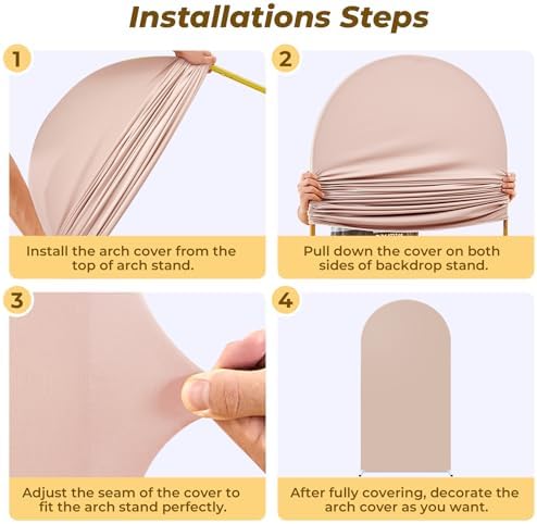 7.2 ft Arch Backdrop Cover Nude Blush - Double-Sided Spandex Arch Covers Stretchy Backdrop for Balloon Arches Birthday Party Baby Shower Banquet Wedding Photo Background - Image 7