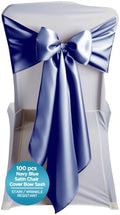 Leading Linens 100 pcs Navy Blue 108"x8" Satin Bow Sash Chair Cover Decor by LeadingLinens