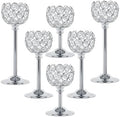 Crystal Candle Holders 2 Set of 6 - Sliver Vintage Hollow Ball Candle Stand for Table Centerpiece, Crystal Metal Tealight Candlestick for Wedding, Dining Room Decor by Unknown