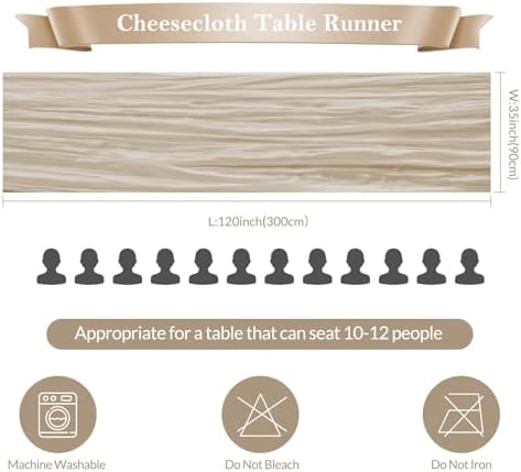 6 Pack Begie Cheesecloth Table Runner 35"×120" Gauze Fabric Table Runner - Image 3