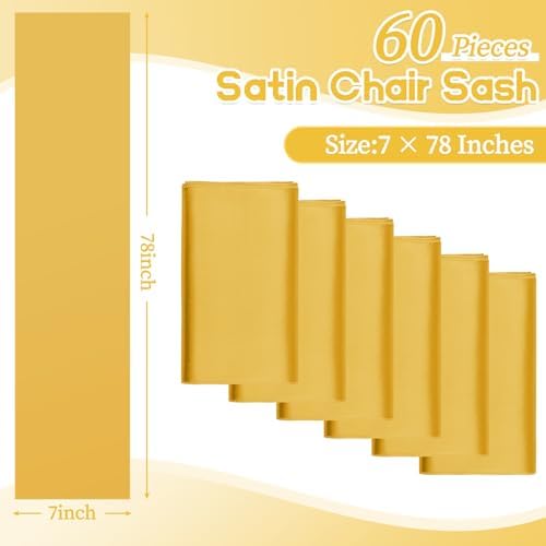 fani 60 PCS Satin Chair Sashes, 7x78 Inch, Gold - Image 2