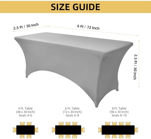 112 2-Pack 6ft Spandex Table Covers for Rectangle Standard Folding Tables - Wrinkle Resistant Stretch Tablecloths - Ultimate Fitted Table Protector for Parties, Banquet, and Wedding - Image 4