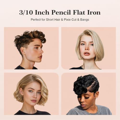 SAOSA Mini Pencil Flat Iron for Short Hair - 0.3" Ultra-Thin Hair Straightener & Curler, 9 Temp (190°F-430°F), Ceramic Tourmaline, Fast 30s Heat Up, Travel Kit with Pouch & Glove, Dual Volt(Rose Gold) - Image 7
