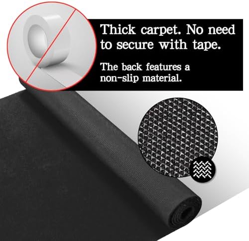 Black Carpet Runner 3x10 Feet, Non-Slip Waterproof Aisle Rug with Rubber Backing, Rolled Shipping, No Creases, Perfect for Weddings, Parties, Events, Banquets & Elegant Entrances - Image 4