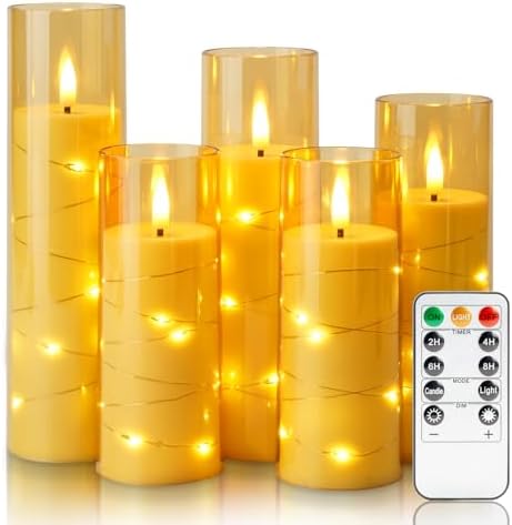 Homemory Flickering Flameless Candles with Remote, LED Fake Pillar Candles by Homemory