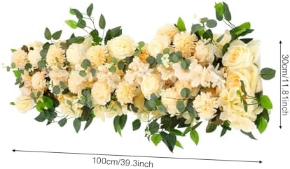 Artificial Flowers, 100cm Artificial Flowers Row, Artificial Flower Row for Home Decor, Wedding Centerpiece, Realistic Fake Flowers (Champagne Color) - Image 3