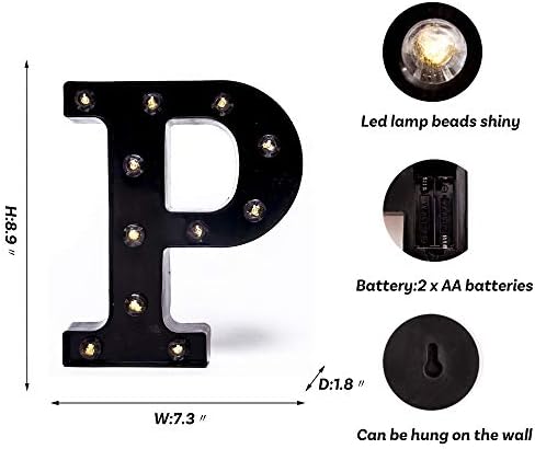 Foaky Black LED Marquee Number Lights Sign Light Up Marquee Number Lights Sign for Night Light Wedding Birthday Party Battery Powered Christmas Lamp Home Bar Decoration - Image 3