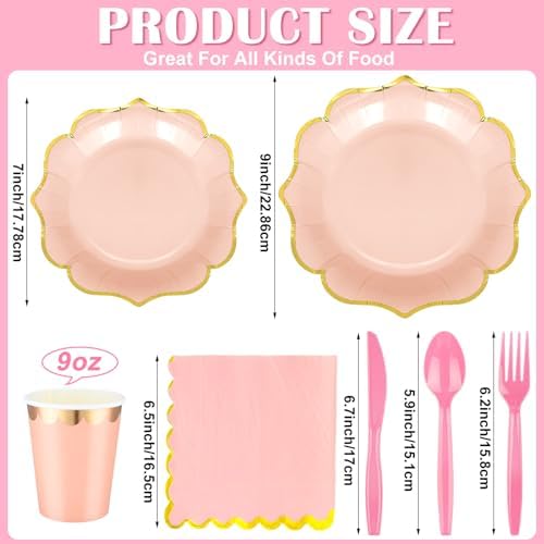 Yaomiao 168 Pcs Pastel Party Supplies Princess Plates and Napkins Serves 24 - Image 2