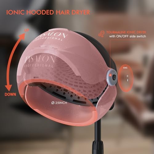 TASALON Ionic Hooded Hair Dryer, 1875W Hooded Hair Dryer for Home, Pink - Image 2