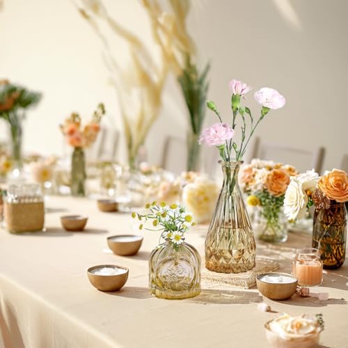 UPBUD Amber Gold Glass Bud Vases Set of 12, Small Vases for Flowers - Image 2