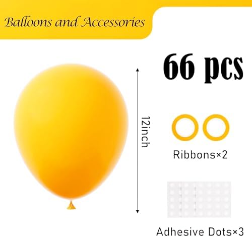 Voircoloria 66pcs Lemon Yellow Mustard Yellow Latex Party Balloons, 12inch - Image 2