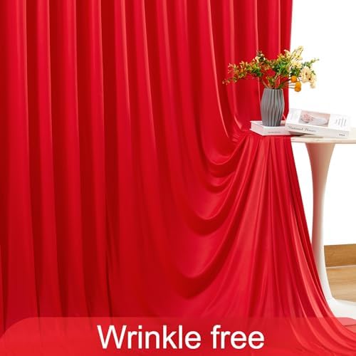 4 Panels Red Backdrop Curtain for Parties Wedding Wrinkle Free Red Photo Curtains Backdrop Drapes Fabric Decoration for Birthday Party Baby Shower Christmas 20ft(W) x 10ft(H) - Image 6