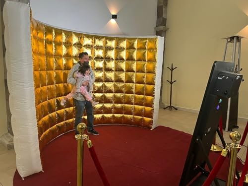 SAYOK Inflatable Golden Wall Selfie Photo Booth Backdrop, Photo Booth Enclosure Portable Photoshoot Background Gold Wall for Party Wedding Events - Image 3