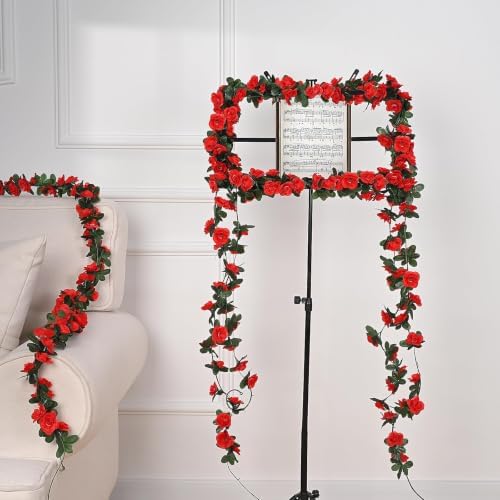 2 Pcs 16.5Ft Flower Garland Rose Vines, Orange Floral Garland Flower Vines - Image 7