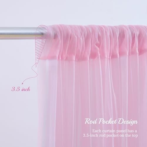 10x8ft Baby Pink Tulle Backdrop Curtain with Lights String for Parites, Sheer Backdrop Curtains for Wedding Baby Shower Birthday Party Photo Shoot Decorations - Image 5