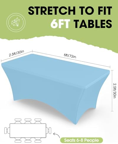 Pureegg Spandex Tablecloth 6ft 2 Pack Blue Mist - Image 2