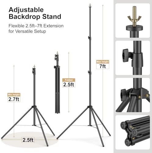 LINCO Lincostore Backdrop Support Stand Kit 10x6.5ft Adjustable Photography Studio Photo Background Support System with Carrying Bag for Green Screen Muslin, 4171 (10ft Wide 7ft high) - Image 4