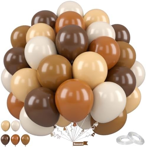 Brown Balloons, 50 Pcs Coffee Brown for Neutral Fall Thanksgiving Cowboy by Saxuxu
