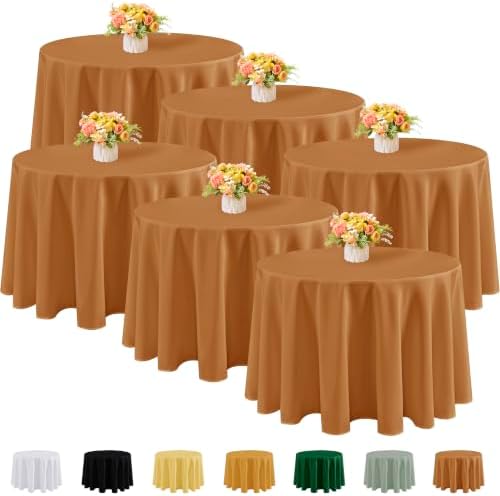 Fitable 6 Pack Bronze Round Tablecloths - 108 Inches in Diameter by Fitable